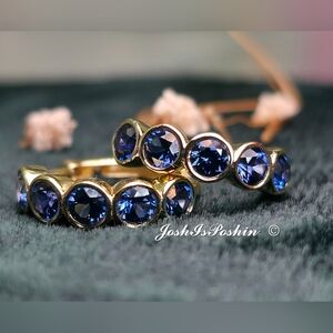 1.3CTW Blue Sapphire Hoop Earrings In Sterling Silver